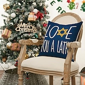 baratos Capa de almofada de férias-Capa de almofada decorativa feliz hanukkah 4 peças, capa de almofada quadrada macia, fronha para quarto, sala de estar, sofá, cadeira