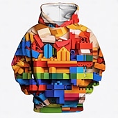 economico Visione 3D e Geometria del Ragazzo-Da ragazzo 3D Fantasia geometrica Felpa con cappuccio Manica lunga Stampa 3D Primavera Autunno Inverno Attivo Essenziale Bambino 3-12 anni Scuola Esterno Bici da strada