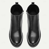 cheap Dress Boots-Men&#039;s Classic Black Ankle Boots – Sleek Minimalist Design with Side Zip, Comfortable Everyday Footwear for Fall &amp; Winter
