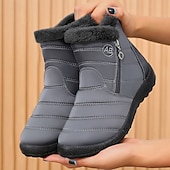 cheap Winter &amp; Snow Boots-Men&#039;s Gray Winter Boots with Zipper Closure, Warm Fleece Lining, and Waterproof Design – Ideal for Outdoor Activities in Cold Weather