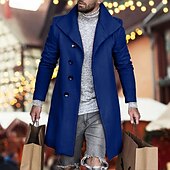 preiswerte Herren-Blazer &amp; -Anzüge-Herren Mantel Trenchcoat Langer Trenchcoat Täglich Urlaub Herbst Winter Polyester Windundurchlässig Weich Oberbekleidung Bekleidung Modisch Klassisch Glatt Tasche Kargen Einreihiger Verschluss