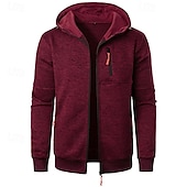 preiswerte Herren Strickjacke-Herren Strickjacke Kurzer Pullover Zip Pullover Reißverschluss Strickpullover Gerippt Stricken Standard Tasche Feste Farbe Mit Kapuze Modisch Klassisch Urlaub Freizeitskleidung Bekleidung Herbst