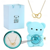 cheap Wedding Decorations-Eternal Rose Bear with Necklace,Valentines Day Gifts for Her Romantic Gift for Valentines Day, Wedding, Mothers Day and Anniversary