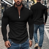 Χαμηλού Κόστους Κλασικό Πόλο Ανδρών-Ανδρικά Βάφλα Πόλο Μπλουζάκια Quarter Zip Polo Καθημερινά Αργίες Τρίμηνο φερμουάρ Μακρυμάνικο Μοντέρνα Σκέτο Άνοιξη &amp; Χειμώνας Κανονικό Μαύρο Λευκό Κρασί Χακί Ανοικτό Γκρίζο Πράσινο Χακί