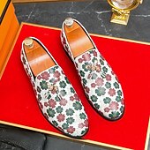 billiga Tillfällig-loafers med vitt blommönster för män med tofs och guldaccent – snygga vardags- och semiformella skor för moderiktiga outfits
