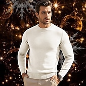 preiswerte Herrenpullover-Herren Wollpullover Pullover Kaschmir Kaschmirpullover Strickpullover Gerippt Stricken Standard Strick Glatt Rundhalsausschnitt Modisch Brautkleider schlicht Freizeitskleidung Verabredung Bekleidung