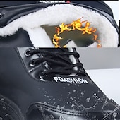 baratos Inverno e botas de neve-Botas masculinas de inverno à prova d&#039;água com cadarço e forro de pele sintética, calçados externos isolados para caminhadas em clima frio e uso casual