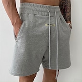 baratos Shorts de moletom-Homens Shorts de moletom Calção Bermudas Com Cordão Cintura elástica Bolso Com Zíper Tecido Conforto Esportes Curto Ao ar livre Ioga Diário Moda Roupa Esportiva Preto Cinzento Micro-Elástica