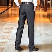 cheap Slim-Men&#039;s Dress Pants Trousers Slacks Suit Pants Pocket Plain Comfort Breathable Wedding Outdoor Daily Fashion Casual Black Khaki