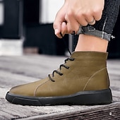 abordables Bottines-bottines décontractées en similicuir pour hommes avec design à lacets, semelle antidérapante confortable, parfaites pour un usage quotidien et des activités de plein air