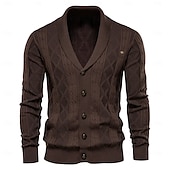 economico Maglioni e Cardigan Elite da Uomo-Per uomo Cardigan Maglia Patchwork Cerniera Tinta unica Colletto arrotolato Maglieria Elegante Scuola Allenamento Abbigliamento Autunno Inverno Rosso marrone Nero S M L