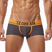 cheap Men's Boxers Underwear-Men's 1 PCS Boxers Underwear Boxer Shorts Patchwork Nylon Breathable Soft Comfortable Letter Mid Rise Black White