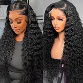 economico Parrucche lace front capelli veri-parrucche frontali in pizzo trasparente con onde d&#039;acqua 13x6 capelli umani densità 150