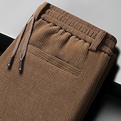 baratos Magro-Homens Social Calças de Veludo Calças chinês Bolsos Com Cordão Cintura elástica Côr Sólida Conforto Formal Festa Trabalho Moda Estilo Clássico Preto Azul Marinha Micro-Elástica