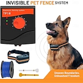 お買い得  犬用トレーニング用品-電気犬用フェンス 地面に配線されたペットフェンス 太いケーブル 充電式 防水 トレーニング用首輪 暴走防止 電子フェンスシステム