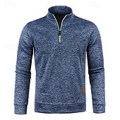 preiswerte Herrenpullover-Herren Pullover Strickpullover Pullover mit Viertelreißverschluss Gerippt Stricken Standard Strick Glatt Viertel Postleitzahl Modisch Basic Urlaub Freizeitskleidung Bekleidung Herbst Winter Schwarz