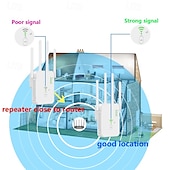 cheap Wireless Routers-1200M WiFi Repeater Universal Wireless Coverage Extender Compatible AP Mode WiFi Repeater Wall Plug Plug and Play Type