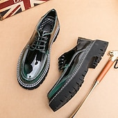 abordables Semi-formel-chaussures oxford à plateforme en similicuir verni pour hommes avec semelle crantée épaisse - chaussures formelles et décontractées élégantes pour le bureau, les événements et les fêtes