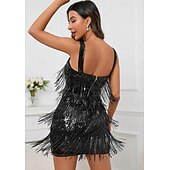 voordelige Jurken-Roaring jaren &#039;20 Jaren 1920 Flapper jurk Jurken The Great Gatsby Bruiloftsgast Pailletten Kwastje Kostuum Dames Maskerade Bruiloft Bruiloft gast Evenement / Feest Volwassenen Kleding