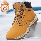 baratos Botas de caminhada-botas de inverno masculinas impermeáveis e isoladas com sola de borracha antiderrapante e forro de pele sintética para caminhadas ao ar livre