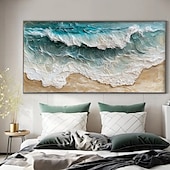 preiswerte Landschaftsgemälde-blaues Ozean-Ölgemälde, handgemaltes 3D-Strukturgemälde auf Leinwand, blaues Ozean-Minimalgemälde, Meereswellen-Gemälde, Wabi-Sabi-Wandkunst, moderne Kunst, Schlafzimmer-Wanddekoration, Modekunst