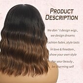 economico Parrucche trendy sintetiche-Parrucche corte e ondulate da 14 pollici per donne, parrucca di media lunghezza dall&#039;aspetto naturale con frangia, fibra resistente al calore per l&#039;uso quotidiano