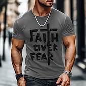 economico Magliette di fede-T-shirt da uomo Bibbia Fede con stampa lettere T-shirt a maniche corte maglietta a stampa 3D maglietta colletto rotondo moda athleisure sport outdoor quotidiano nero blu grigio abbigliamento estivo