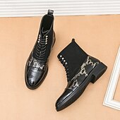 abordables Bottes habillées-bottines de luxe vertes pour hommes | similicuir à motif serpent avec bout en relief crocodile et design à lacets