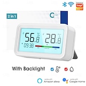economico Elettrodomestici-tuya termoigrometro wireless wifi termometro igrometro temperatura umidità tester sensore supporto per alexa google