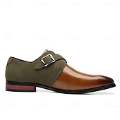 economico Semi-formale-scarpe da uomo con cinturino alla caviglia in pelle sintetica e pelle scamosciata bicolore – eleganti scarpe eleganti con fibbia per occasioni formali