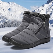 cheap Winter &amp; Snow Boots-Men&#039;s Gray Winter Boots with Zipper Closure, Warm Fleece Lining, and Waterproof Design – Ideal for Outdoor Activities in Cold Weather