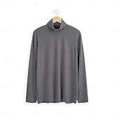 billige grunnleggende t-skjorter-Herre T skjorte Turtleneck skjorte Langermet skjorte Langermet Rullekrage Vår &amp; Vinter عادي Mote Designer Fritid Klassisk Gate Sport Ferie Lyseblå Marineblå Svart Topp T-skjorte for menn