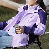 preiswerte Softshell-, Fleece- &amp; Wanderjacken-Damen Soft Shell Jacke Wanderjacke Winter Draussen Farbblock warm Fleece-Futter Windundurchlässig Wasserdicht 3-in-1-Jacke Leichte Jacke Windbreaker-Jacke Reisen Hellrosa Weiß Rosa Rot Purpur