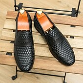 voordelige Semi-formeel-Bruine imitatieleren penny loafers voor heren met geweven bovenkant en rubberen zool - comfortabel en stijlvol voor zakelijke casual of smart casual outfits