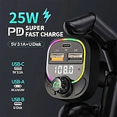 billige Billader-bil mp3-spiller bluetooth 5.0 fm sender pd25w hurtiglader lader tilbehør mobiltelefon adapter