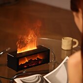 cheap Humidifiers &amp; Dehumidifiers-Flame Diffuser USB-Powered Simulated Flame Aroma Diffuser 7-Color Flame Oil Essential Aroma Diffuser with Remote