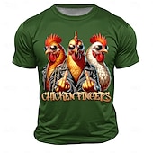 billiga T-shirts med djurmönster-Herr Tupp T-shirt Kortärmad T-shirt 3D-tryck Rund hals Skjorta Mode Fritids- Gata Utomhussport Dagligen Svart Vit Rubinrött Sommar Vår Kläder S M L XL XXL XXXL