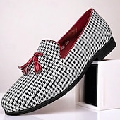 preiswerte Lässig-elegante Herren-Loafer mit Hahnentrittmuster und Quaste - perfekt für Hochzeiten und Partys