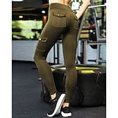 abordables Leggings et collants de yoga-Femmes Pantalon de yoga Leggings de yoga Poches multiples Taille haute Pilates Entraînement en salle Entraînement Collants Couleur Unie Noir gris foncé Vert Automne Des sports Tenues de Sport