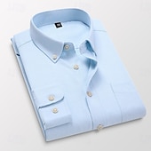 billige Button Down-skjorter for menn-Herre Dresskjorter Skjorte med knapp ned Oxford skjorte Skjorte med krage عادي Bryllup Arbeid Lys Rosa Hvit Marineblå Blå Langermet Vår &amp; Vinter Klær