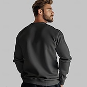 billiga Herrarnas Elite Huvtröjor &amp; Sweatshirts-Herr Tröja Svart Mörkgrå Rund hals Slät Ledigt Dagligen Sport icke-tryck Grundläggande Träning Höst Vinter Kläder Pull Tröjor Långärmad