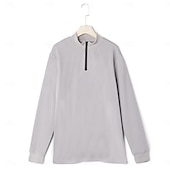 cheap Vacation-Men&#039;s Waffle Polo Shirt Waffle T Shirt Sports Outdoor Cycling / Bike Standing Collar Quarter Zip Long Sleeve Fashion Modern Solid Color Knitted Spring &amp;  Fall Standard Fit Light Blue Black White Dark