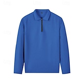 halpa Loma-Miesten Vohveli poolopaidat Quarter Zip Polo Päivittäin Pyhäpäivä Neljänneksen postinumero Pitkähihainen Muoti Moderni Tavallinen 2-osainen 봄 &amp; Syksy Normaali Musta Valkoinen Sininen Khaki Vaalean