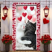 abordables Mariage-décorations extérieures de la Saint-Valentin, couvre-portes, tapisserie de porte, rideau de porte, décoration, toile de fond, bannière de porte intérieure/extérieure pour porte d'entrée, couple de