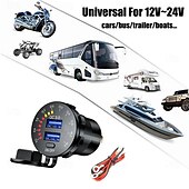 preiswerte Auto Ladegerät-12-24 V Dual-USB-Autoladebuchse mit buntem Digitalvoltmeter QC 3.0 Schnellladefunktion für Busse, Anhänger und Boote