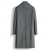 billiga Trenchcoat för män-Herr Rock Trenchcoat Lång trenchcoat Dagligen Semester Höst vinter Polyester Vindtät Mjuk Ytterkläder Kläder Mode Klassisk Slät Ficka Kavajslag Dubbelknäppt