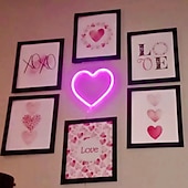 cheap Neon LED Lights-Pink Heart Neon Sign LED Light Battery Operated / USB Powered Table and Wall Decor Lamp for Dorm Girl&#039;s Room Mothers Day Valentine&#039;s Day Party Birthday Home Christmas Decoration