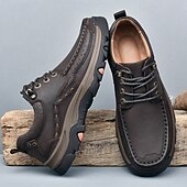 economico Semi-formale-scarpe da trekking da uomo in similpelle marrone con chiusura a lacci - comode e resistenti, perfette per le avventure all&#039;aria aperta