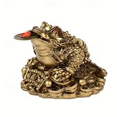 tanie Posągi-Feng shui statua żaby pieniężnej - przyciąga bogactwo, przynosi szczęście, fortunę i dobrobyt - idealna dekoracja do domu, biura, na nowy rok, parapetówkę i prezenty biznesowe