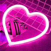 cheap Neon LED Lights-Pink Heart Neon Sign LED Light Battery Operated / USB Powered Table and Wall Decor Lamp for Dorm Girl&#039;s Room Mothers Day Valentine&#039;s Day Party Birthday Home Christmas Decoration